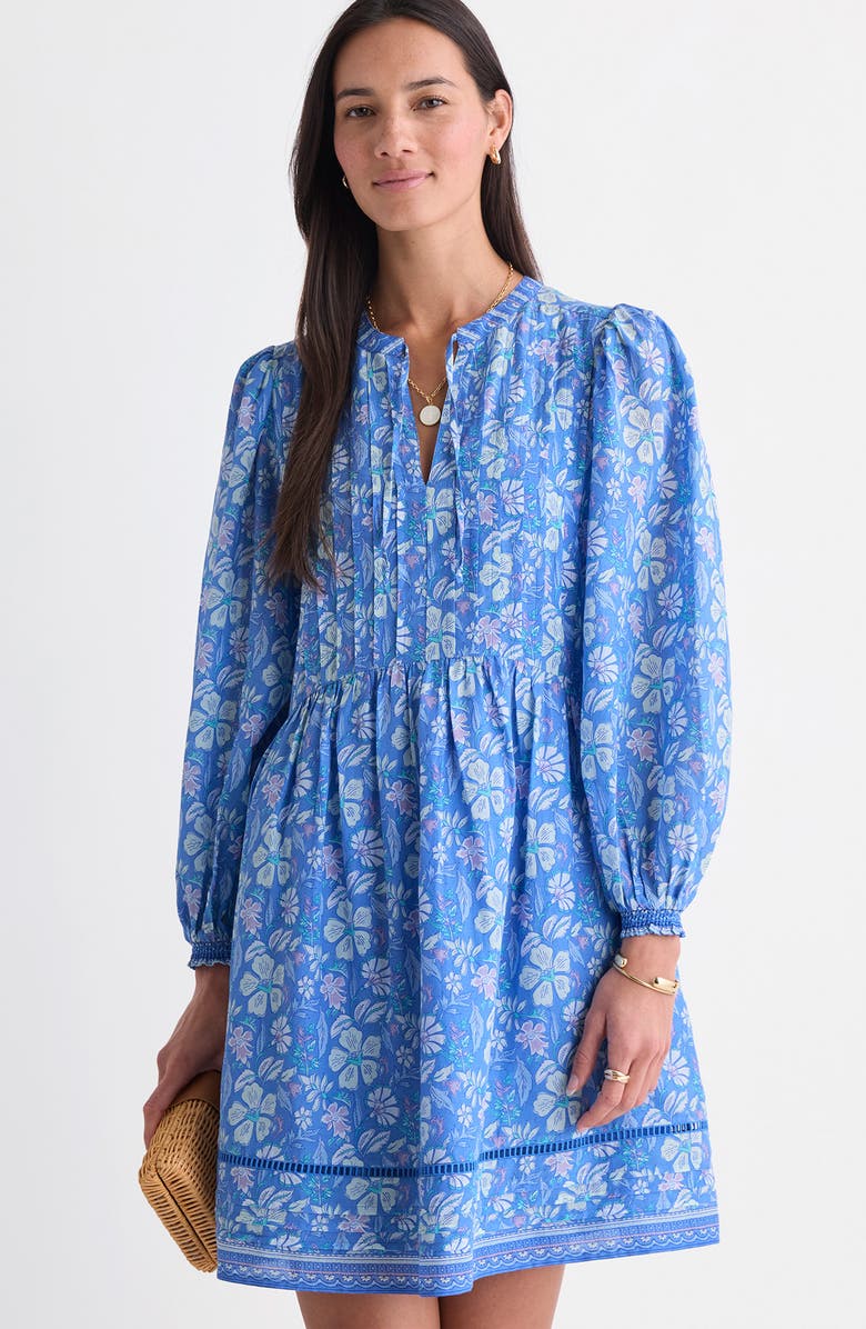 vineyard vines Nora Print Pintuck Long Sleeve Dress, Alternate, color, Hibiscus Breaker