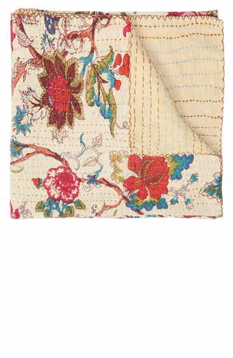 Vintage Cotton Kantha Throw Blanket