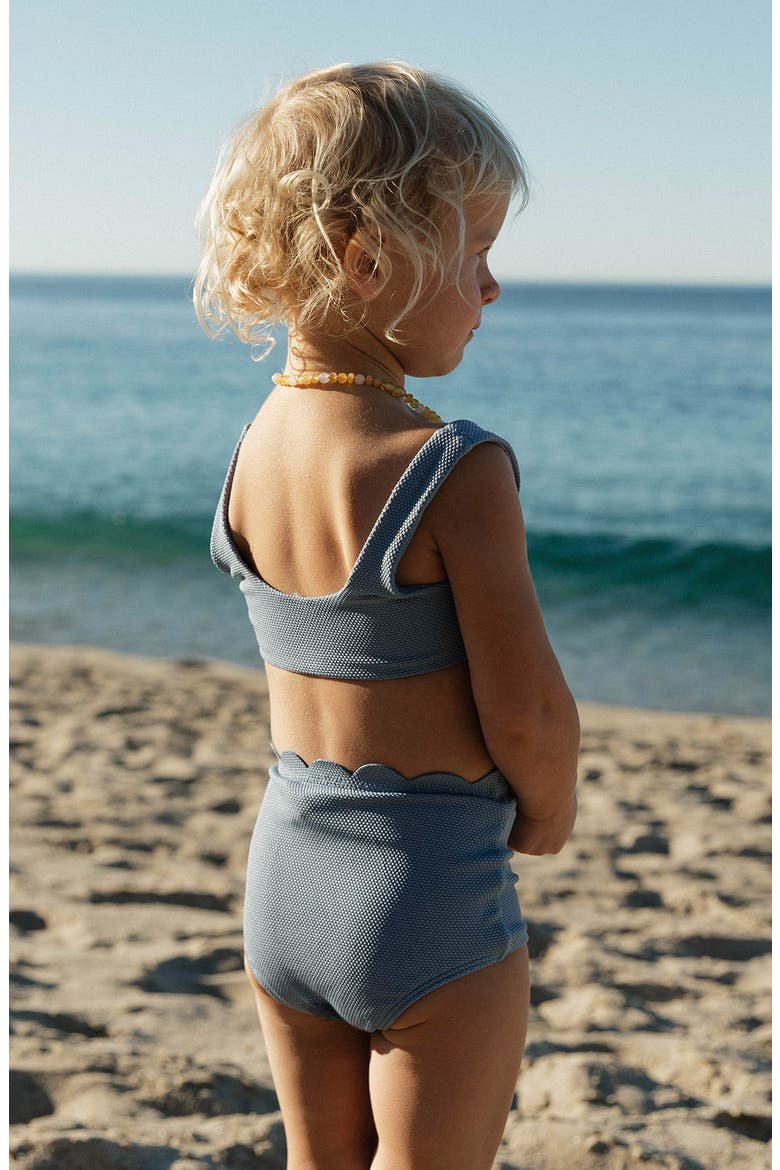 Kids' Little Seashell Scallop Two-Piece Swimsuit, Alternate, color, CHAMBRAY