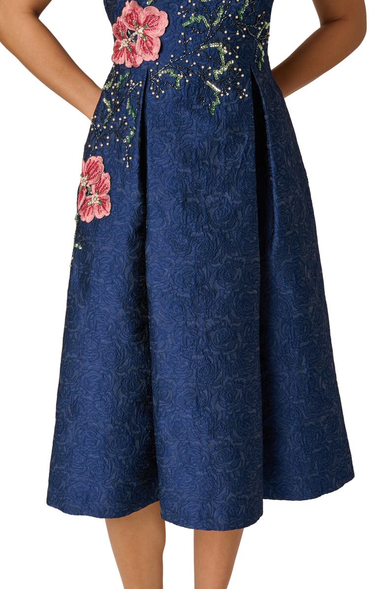 Adrianna Papell Beaded Jacquard Fit & Flare Cocktail Dress, Alternate, color, 