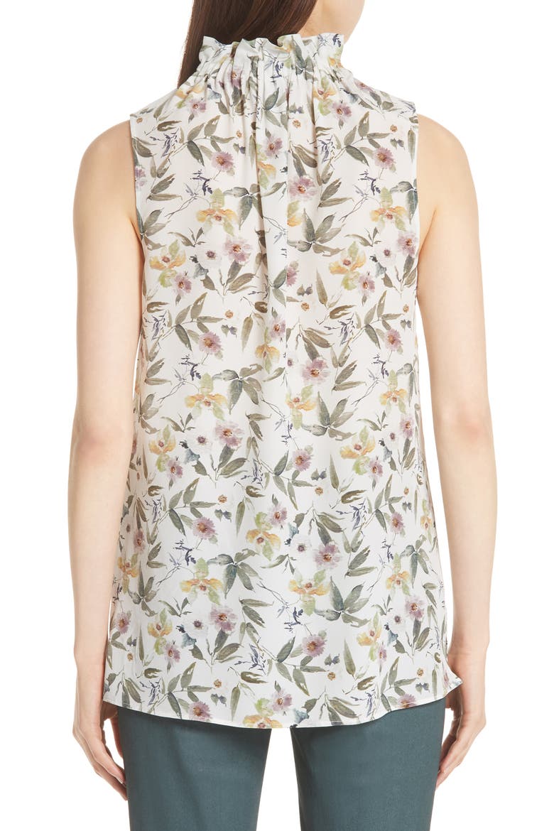 Percy Ruffle Neck Silk Top (Nordstrom Exclusive), Alternate, color, CLOUD MULTI