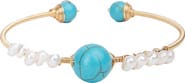SAACHI Turquoise & Freshwater Pearl Cuff Bracelet
