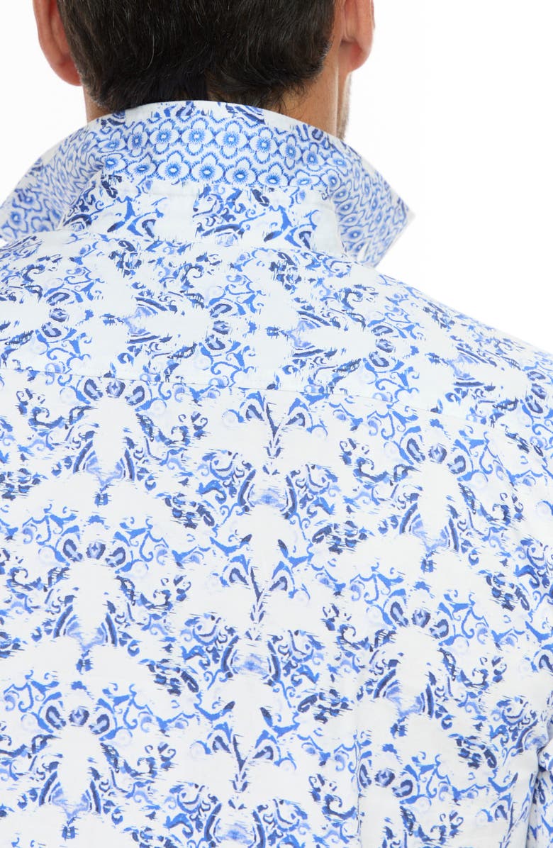 Robert Graham Faded Floral Button-Up Shirt, Alternate, color, Blue