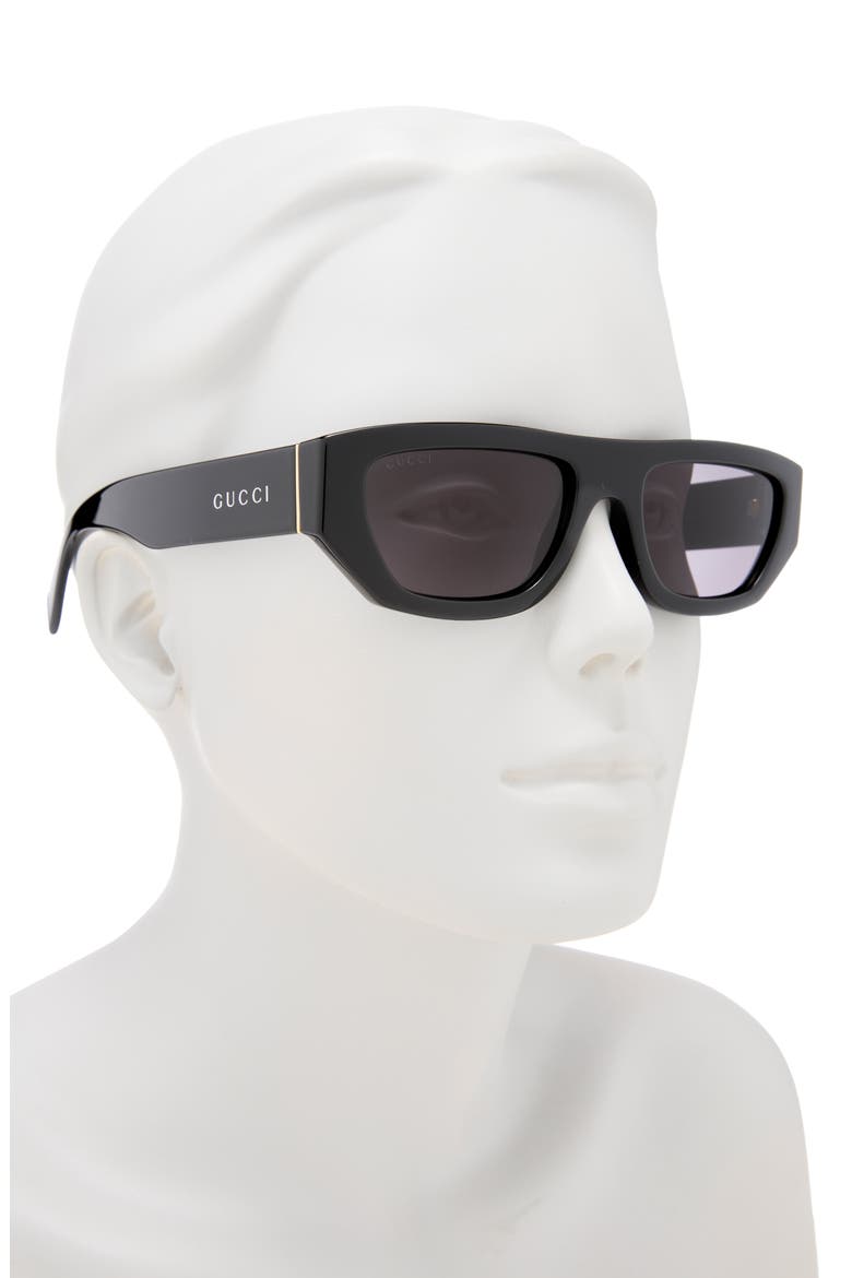57mm Rectangular Sunglasses, Alternate, color, BLACK BLACK GREY