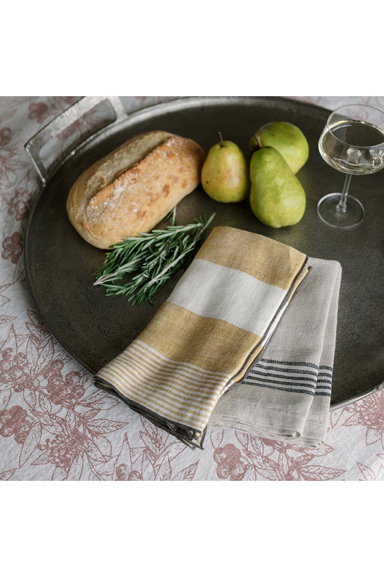 Striped Napkins, Black and Ivory, Main, color, Black