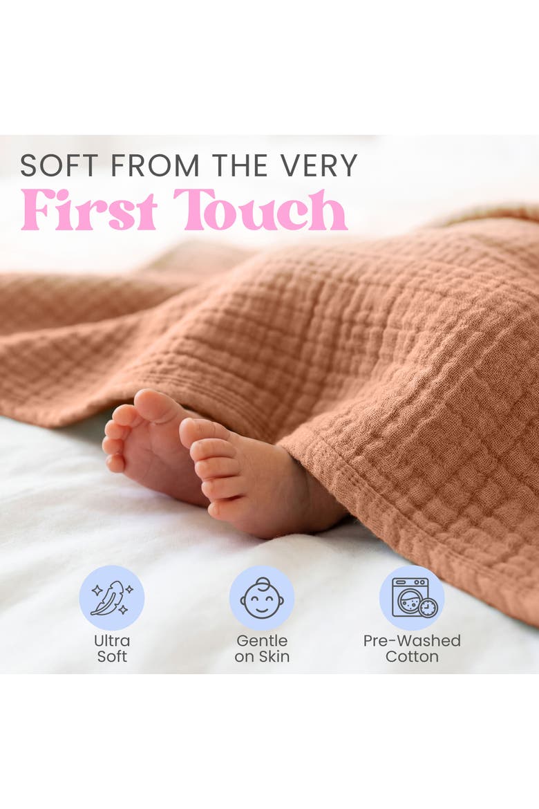 Muslin Baby Blanket, Alternate, color, Brown
