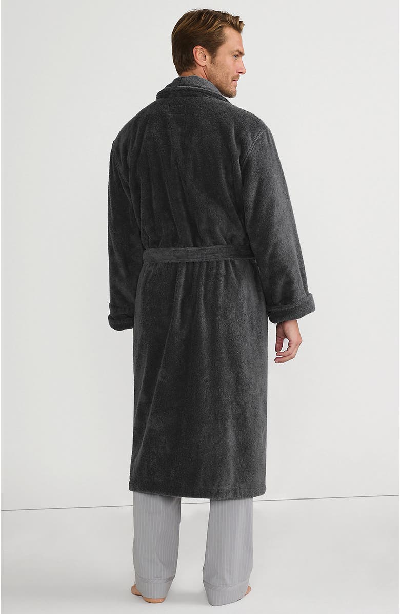 Lands' End Calf Length Turkish Terry Robe, Alternate, color, Charcoal