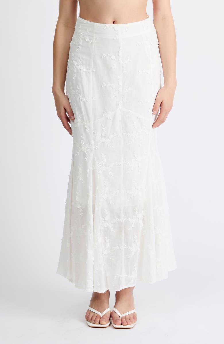 Extro & Vert Bella 3D Floral Embroidered Maxi Skirt, Main, color, White