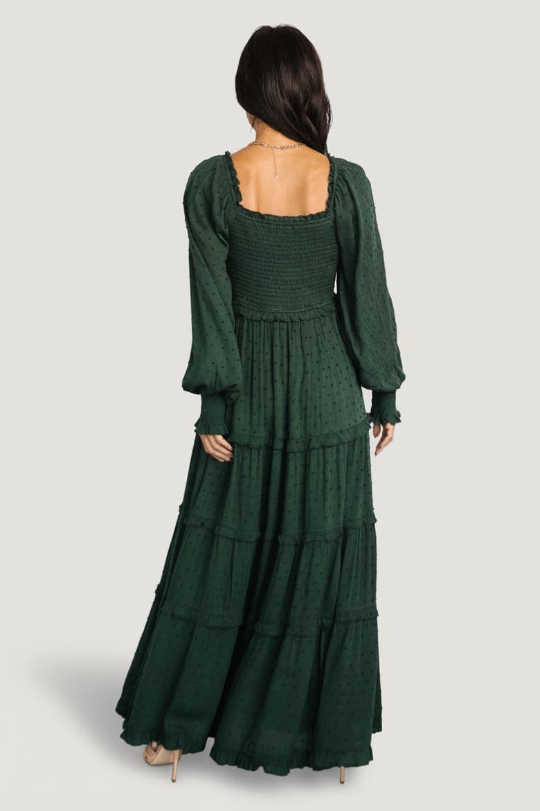 Amanda Smocked Dotted Maxi Dress, Alternate, color, Evergreen