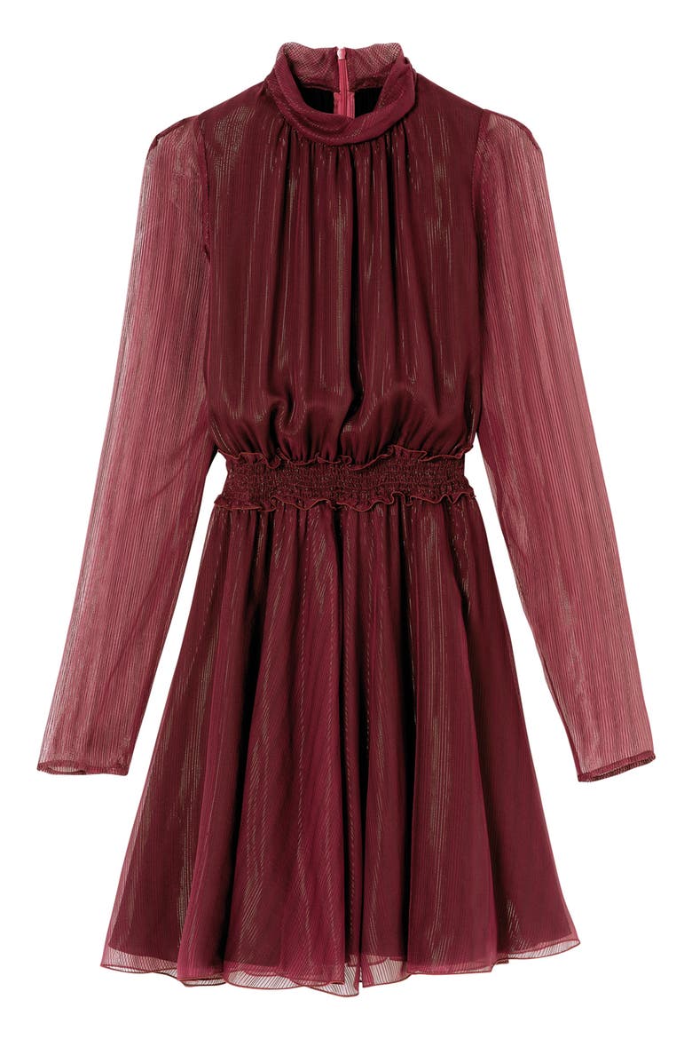 Long Sleeve Silk Blend Dress, Alternate, color, RED
