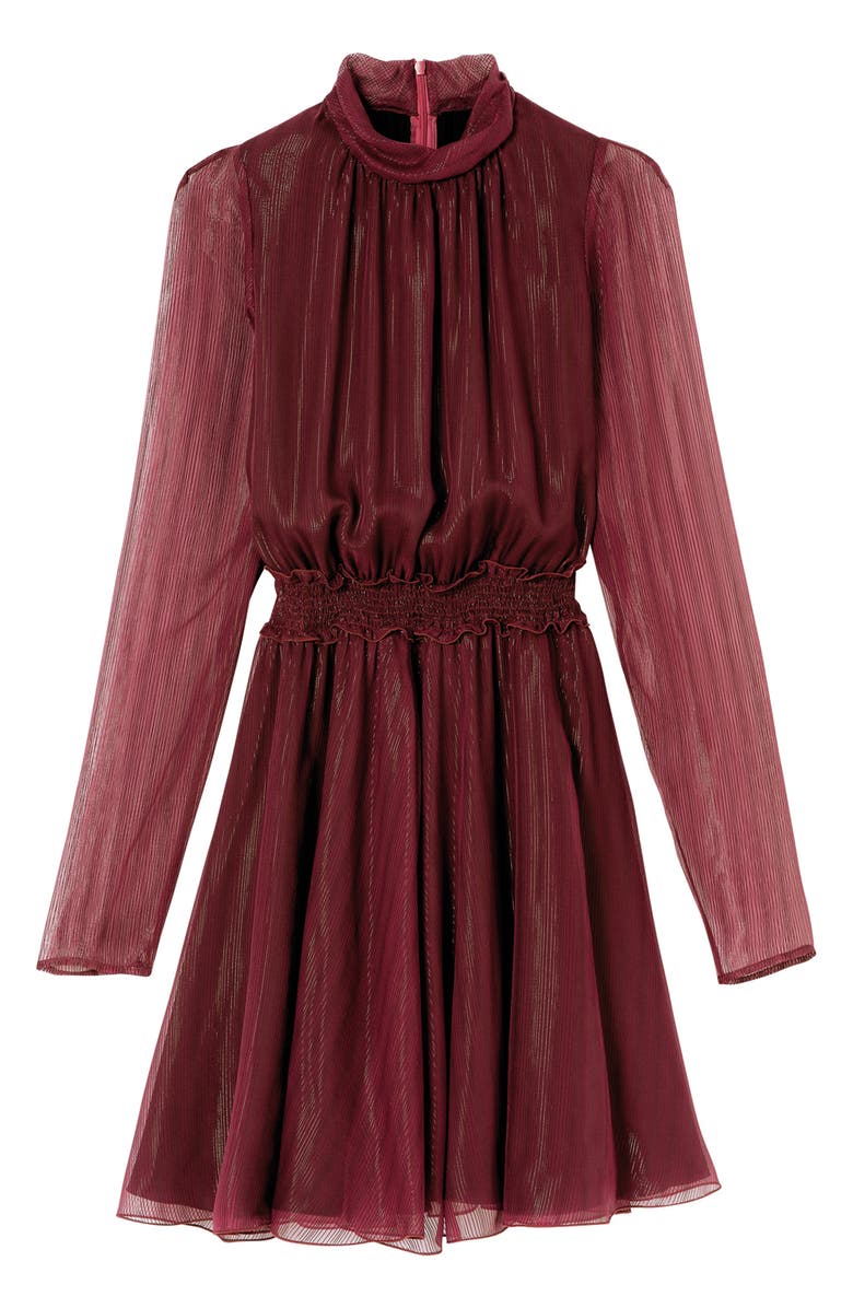 Longchamp Long Sleeve Silk Blend Dress, Alternate, color, Red