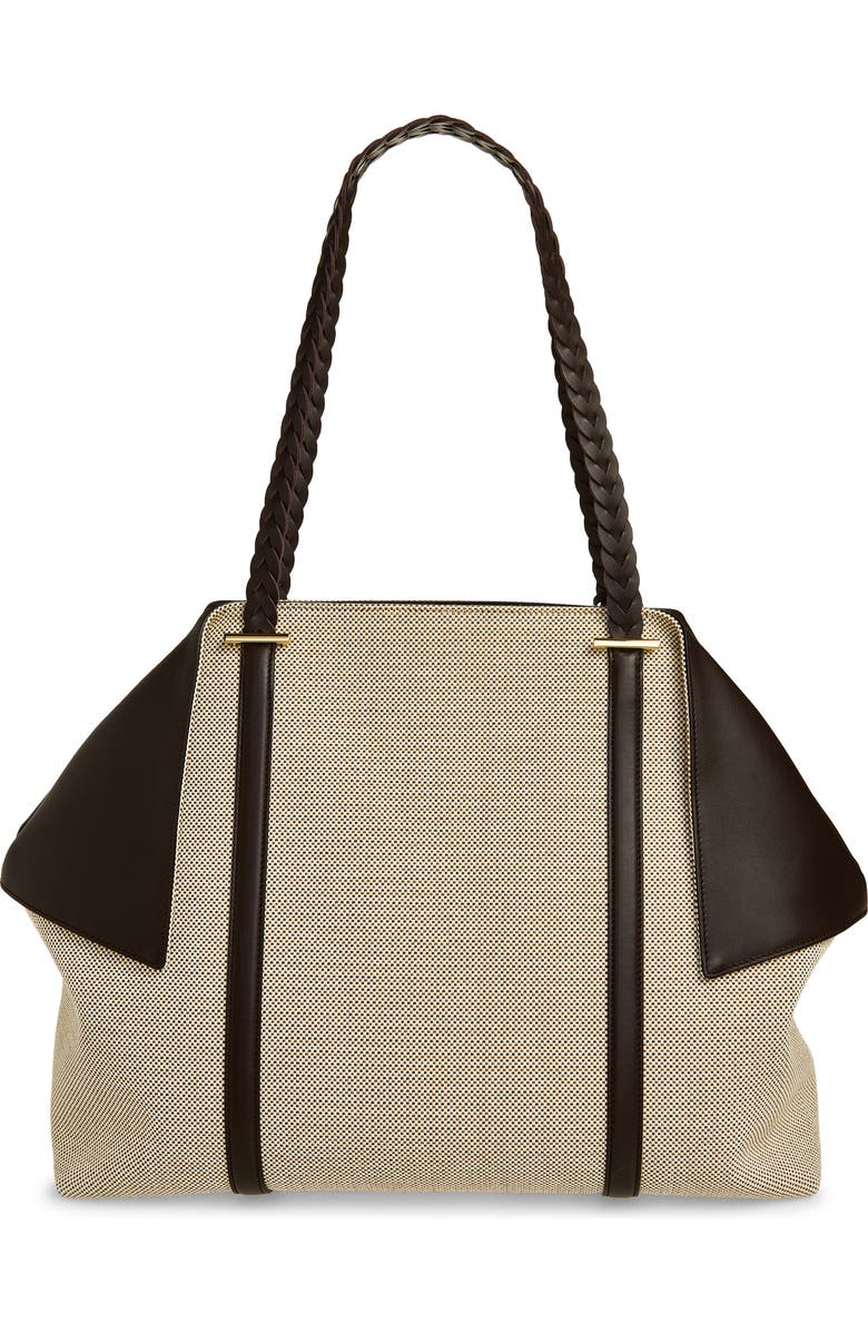 FERRAGAMO Large Folded Canvas & Leather Tote, Alternate, color, Naturale Multi T Moro