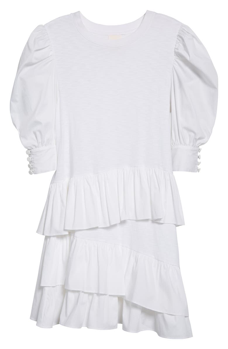 Cinq à Sept Shara Ruffle Cotton Minidress, Alternate, color, White