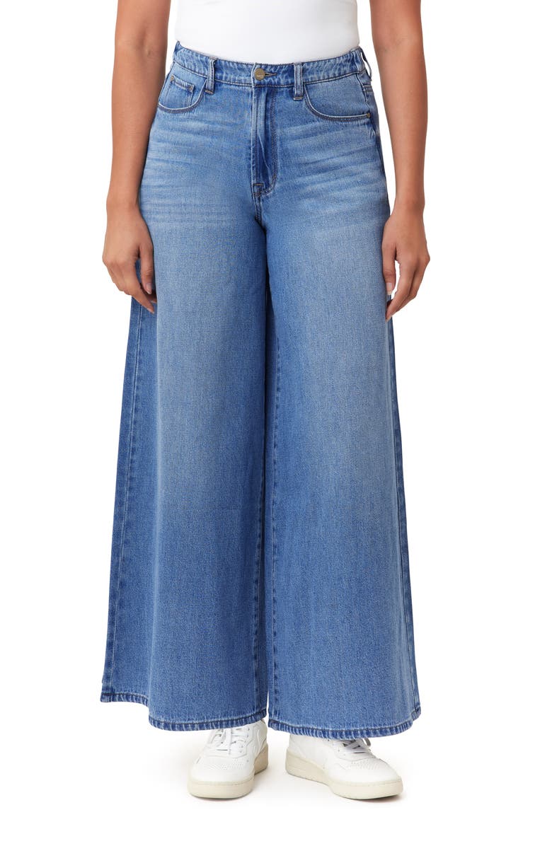 Kensie High Waist Elastic Back Palazzo Jeans, Main, color, Paxton