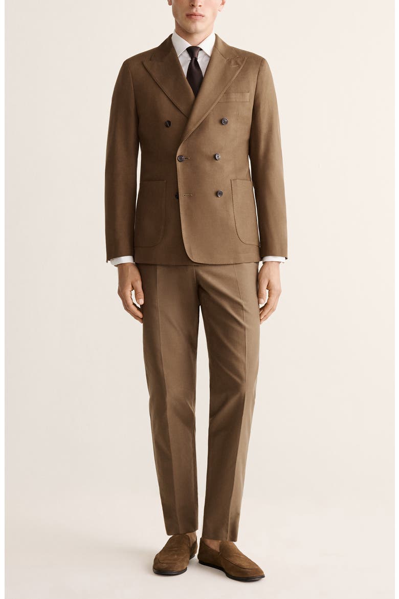 Double Breasted Slim Fit Jacket, Alternate, color, TOBACCO BROWN