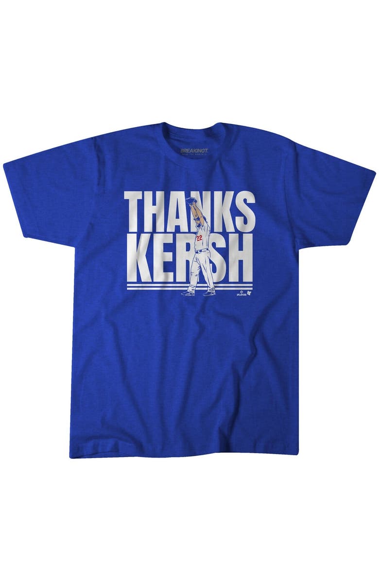 BREAKINGT Unisex BreakingT Clayton Kershaw Royal Los Angeles Dodgers Thank You T-Shirt, Main, color, Royal