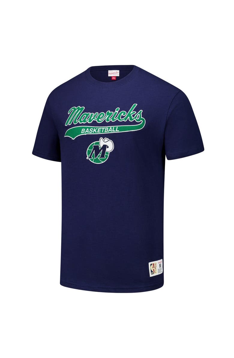 Mitchell & Ness Men's Mitchell & Ness Navy Dallas Mavericks Hardwood Classics Felt Applique Slub T-Shirt, Alternate, color, Navy