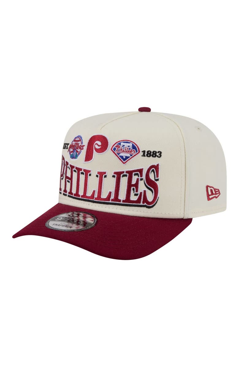 New Era Men's New Era Cream Philadelphia Phillies Throwback Tri-Hit A-Frame 9FIFTY Adjustable Hat, Main, color, Cream