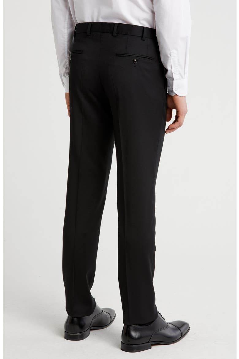 Flat Front Virgin Wool Dress Pants, Alternate, color, BLACK