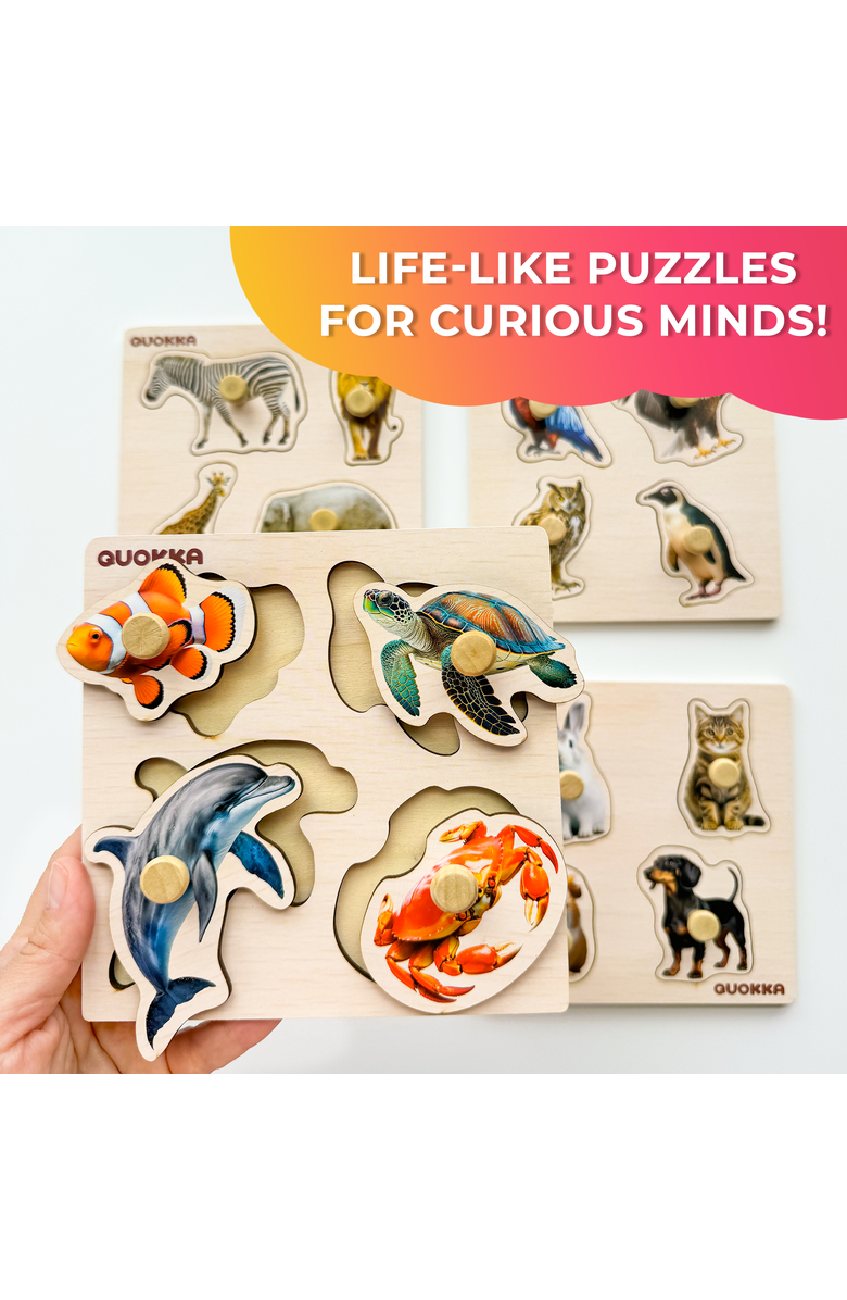 Quokka Wooden Puzzle Board Set for Toddlers, Main, color, Animals And Birds