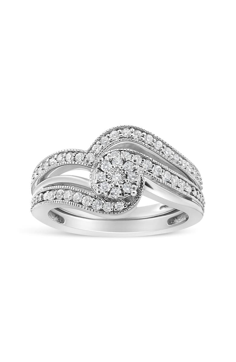 Haus of Brilliance Silver 1/3 Cttw Multi-Diamond Bridal Set Ring and Band, Main, color, White