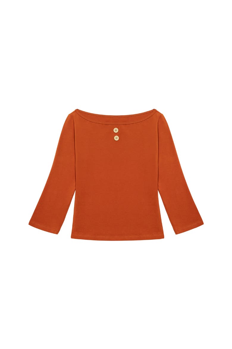 3/4 Sleeve Boat Neck Top, Main, color, Red Orange