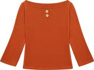 Oddli 3/4 Sleeve Boat Neck Top