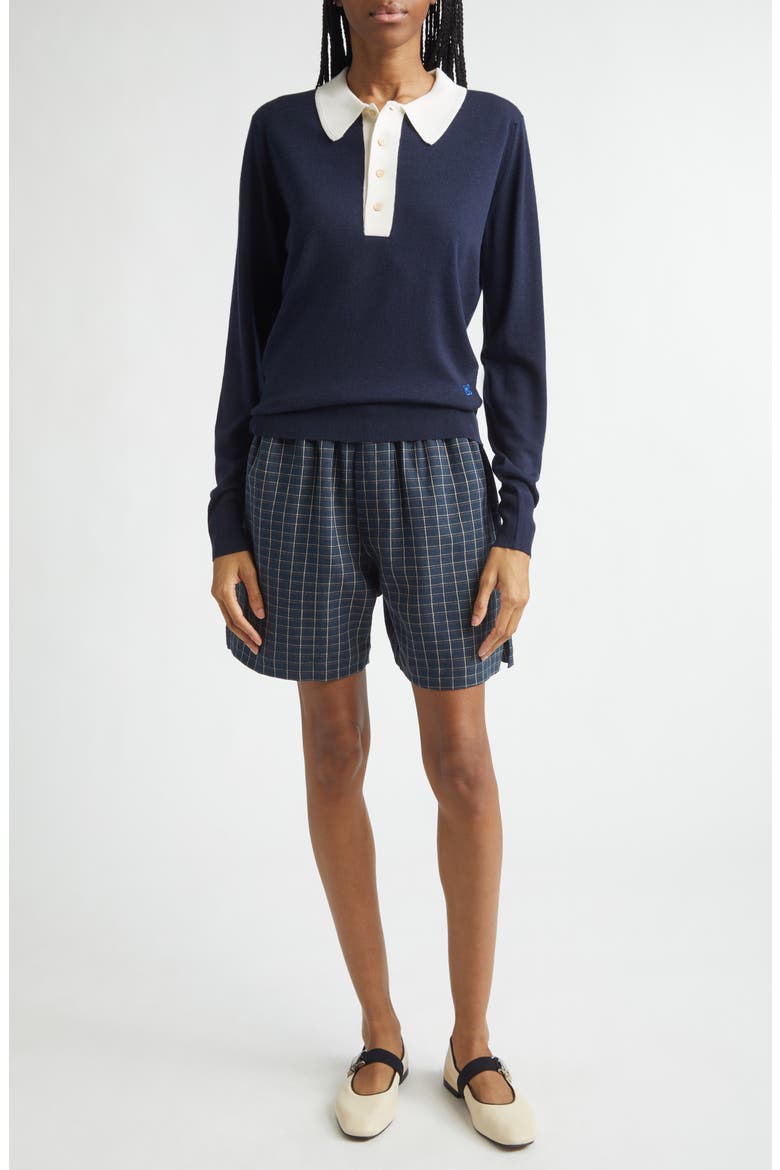 Sunday Check Linen Shorts, Alternate, color, NAVY / IVORY / RUST
