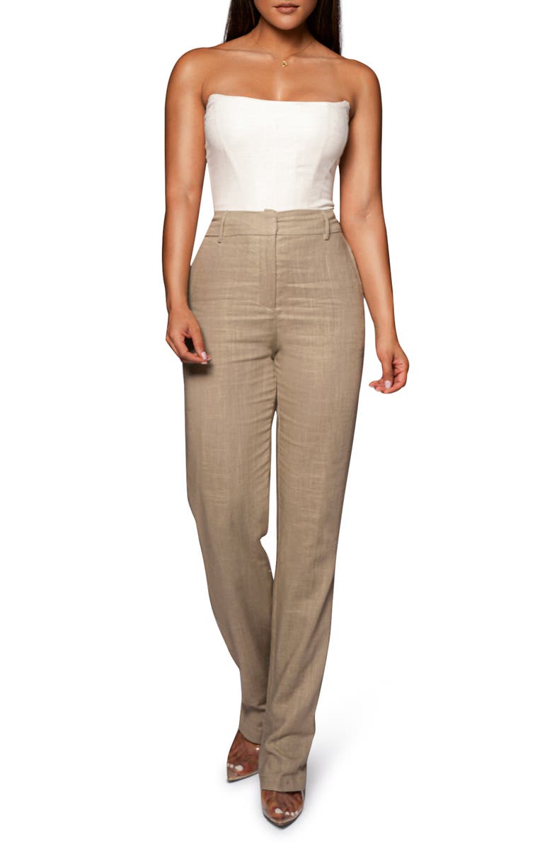 JLUXLABEL Fenix Strapless Cotton & Linen Corset Top, Alternate, color, White