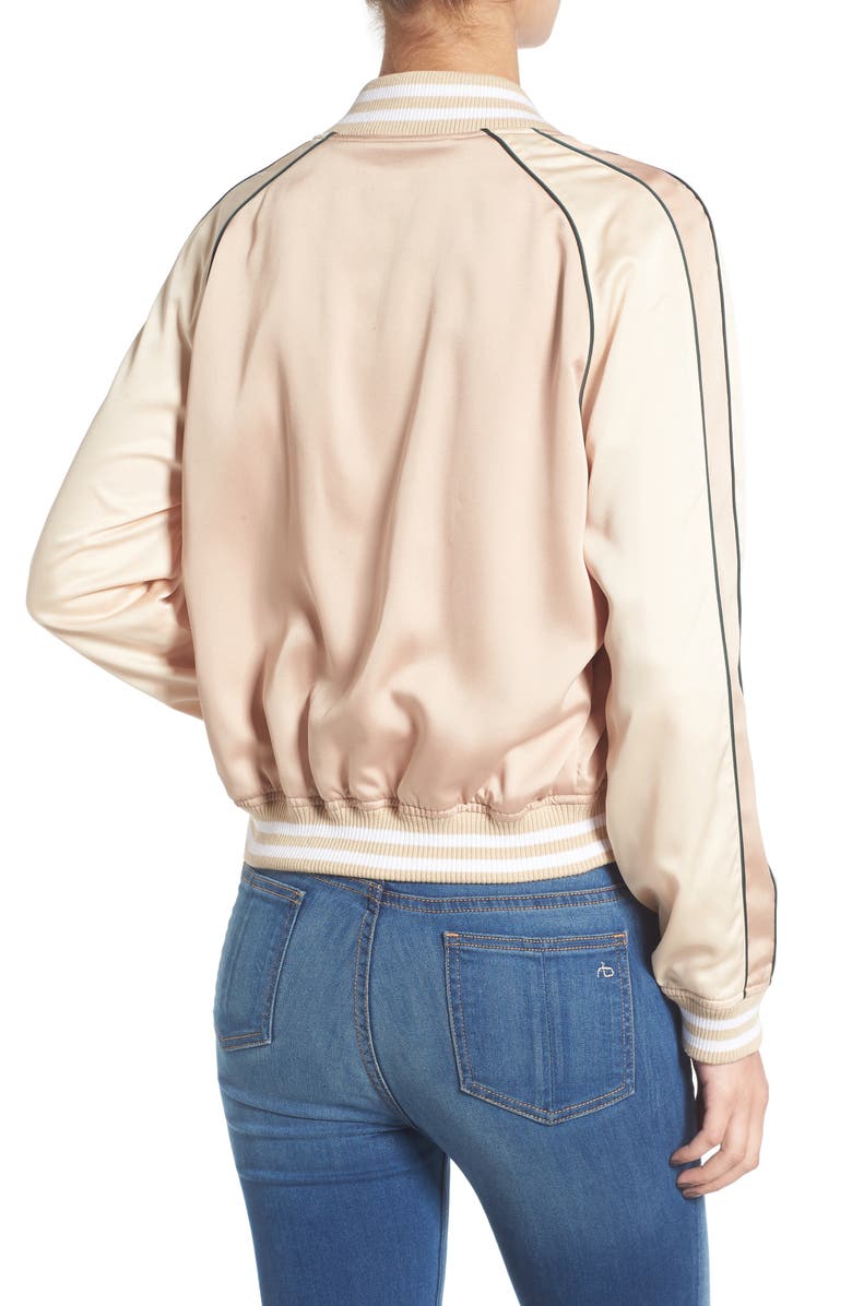 Steve Madden Satin Bomber Jacket, Alternate, color, 