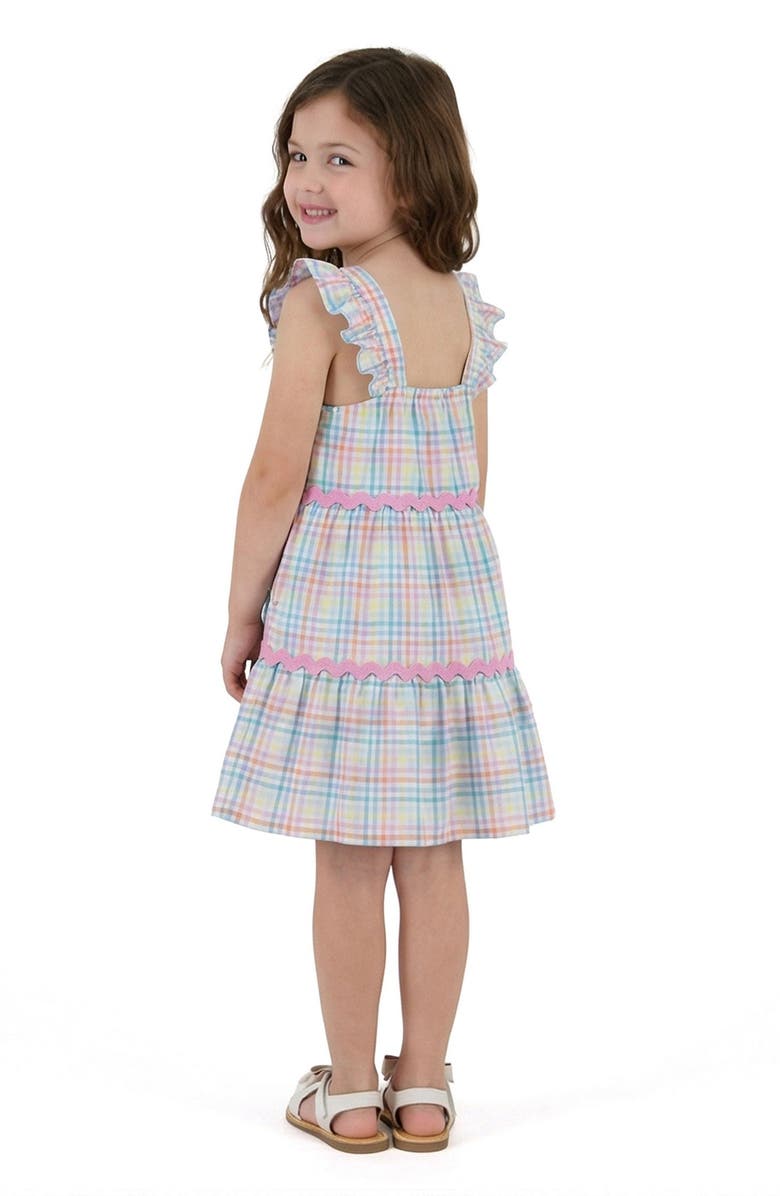 Andy & Evan Kids' Plaid Tiered Dress, Alternate, color, Wha -White Plaid