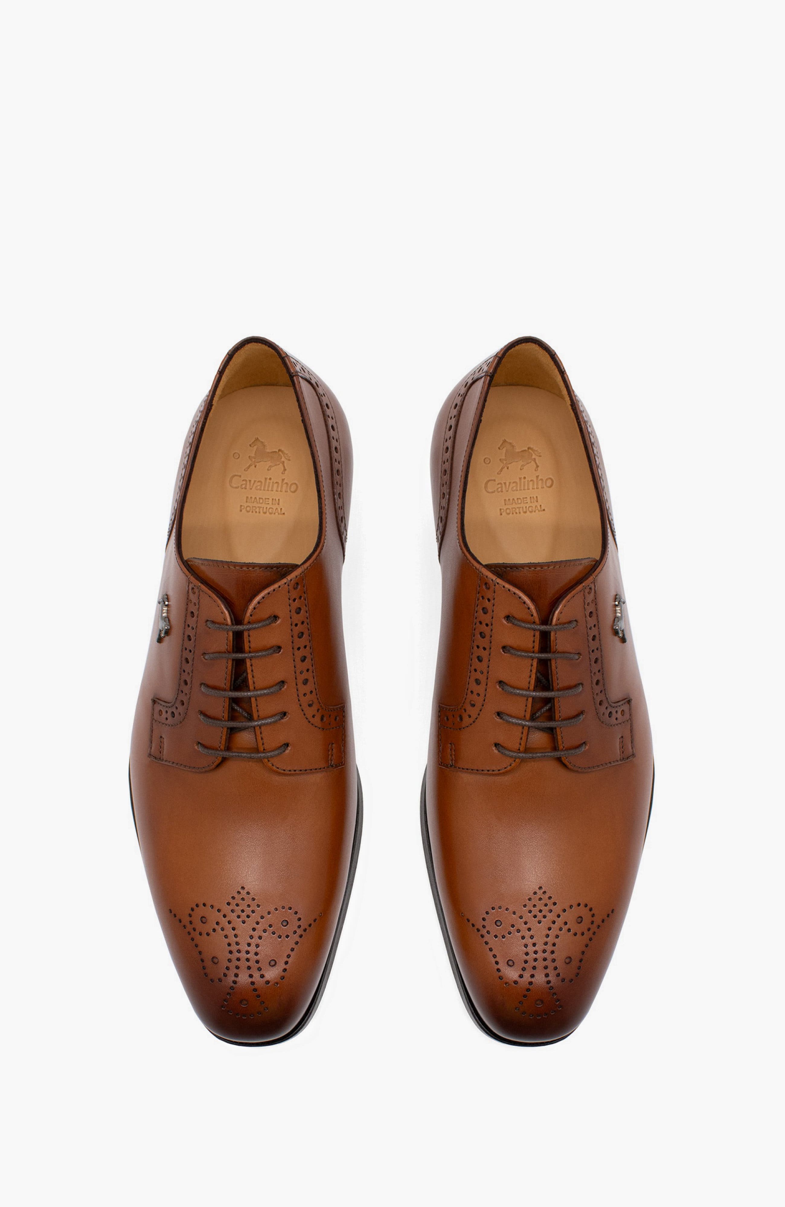 Cavalo Lusitano Leather Derby Brogue Shoes, Alternate, color, Brown