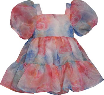 Kids' Organza Puff Sleeve Party Dress