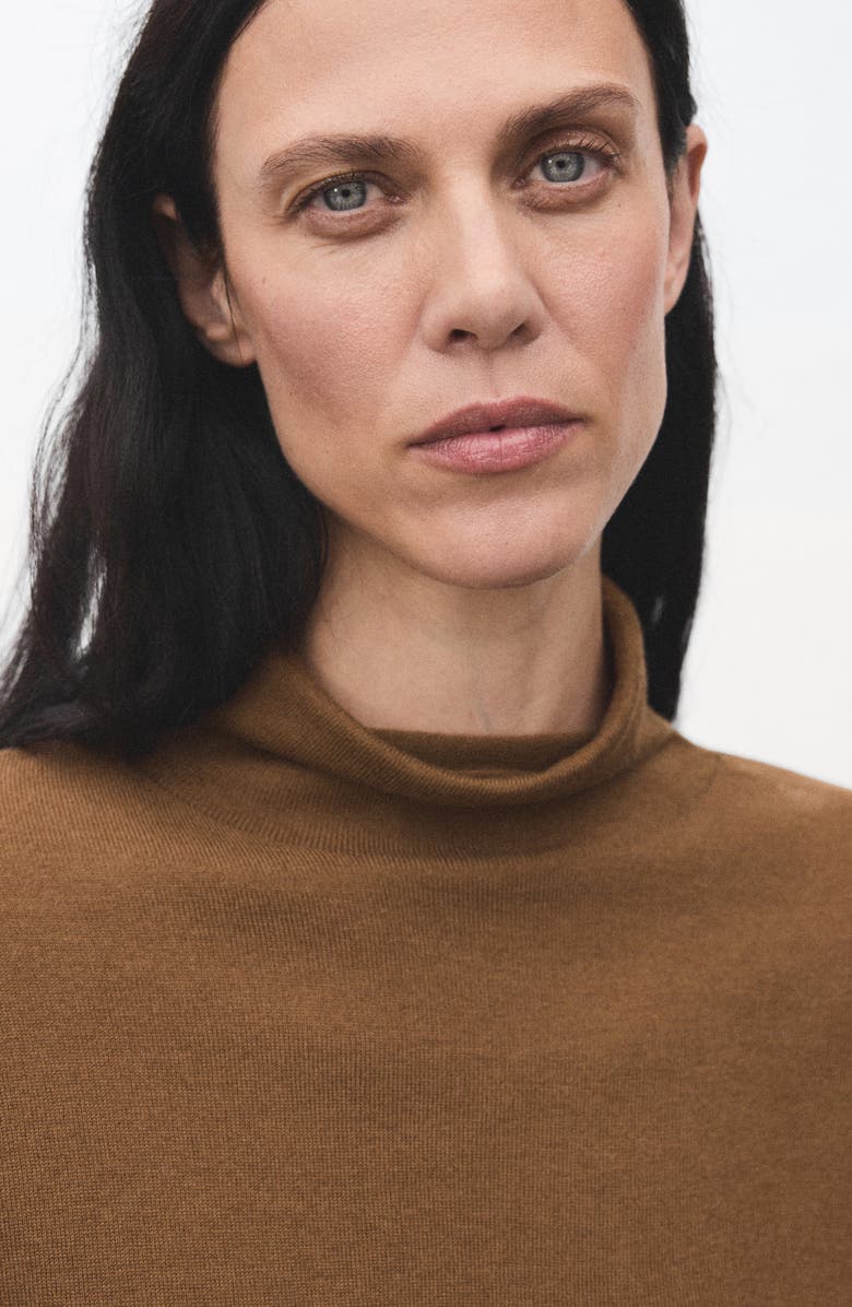 MANGO Turtleneck Sweater, Alternate, color, Tobacco Brown