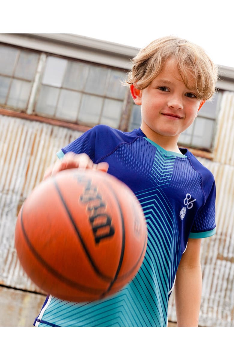 Deux par Deux Little Boy's Short Sleeve Athletic Top Blue, Alternate, color,