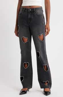 PTCL Heart Cutout Wide Leg Jeans