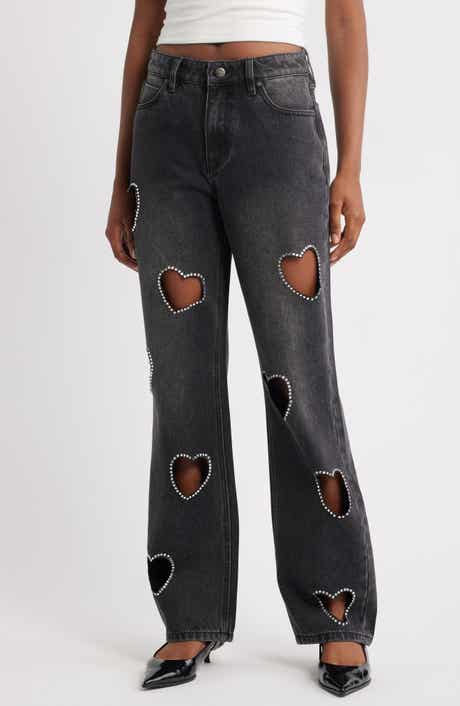 PTCL Heart Cutout Wide Leg Jeans