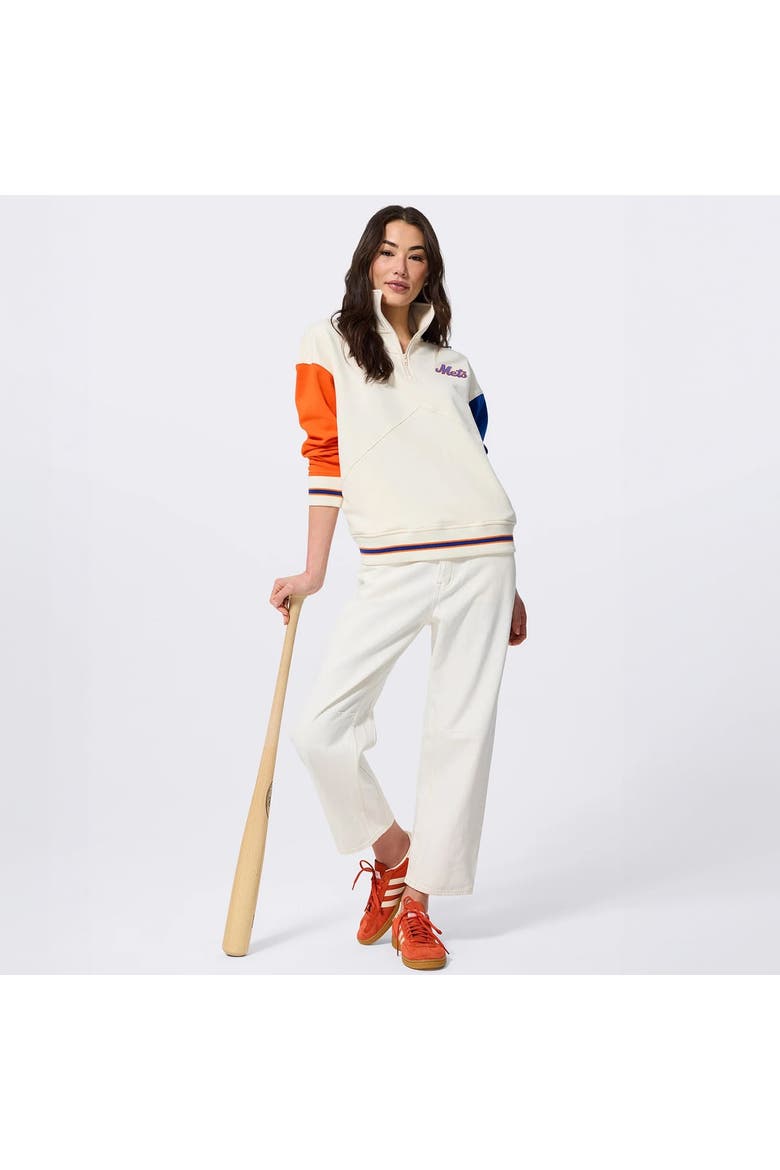 Women's Terez Cream New York Mets Reserve Quarter-Zip Pullover, Alternate, color, Cream