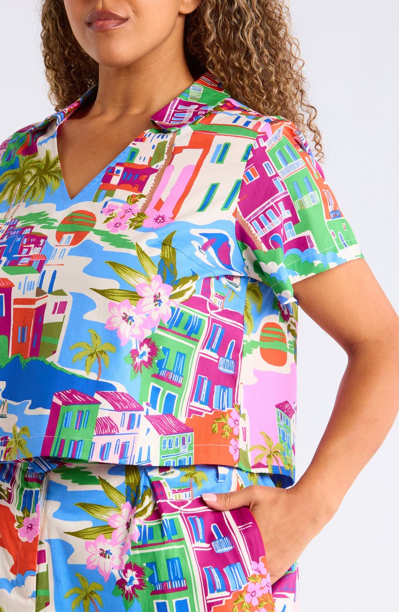 SUGARLIPS Rumi Collar Shirt, Alternate, color, Cream-Blue-Multi