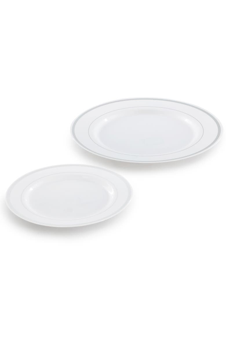 350 Piece Disposable Dinnerware Party Set for 50 Guests, Alternate, color, Silver