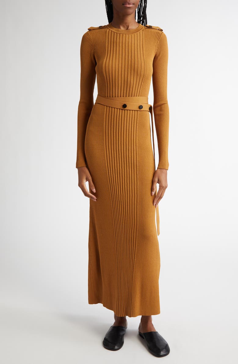Proenza Schouler Lauryn Long Sleeve Rib Sweater Dress, Main, color, 