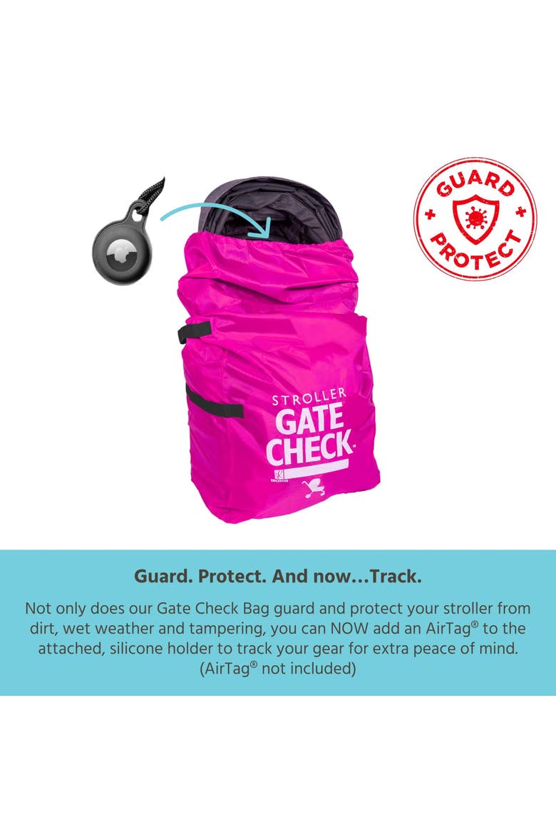 J.L. Childress Gate Check Bag for Single & Double Strollers, Neon Blue, Height 46", Alternate, color, Neon Pink