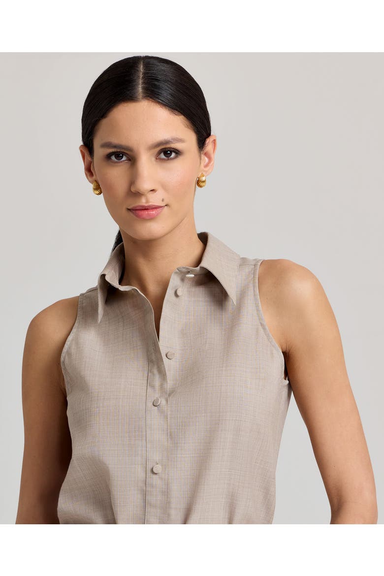 Diane Sleeveless Wool Shirt, Alternate, color, Taupe