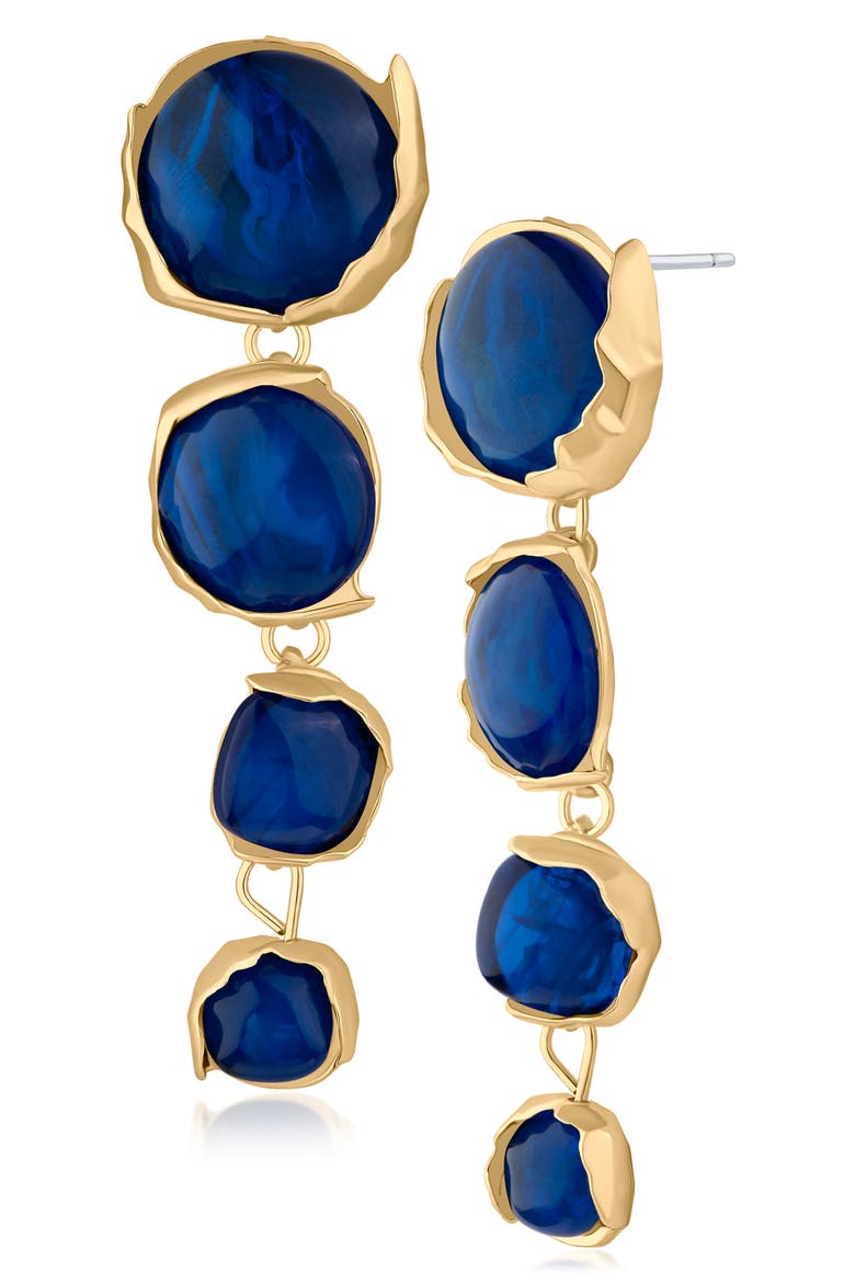 Graduated Sculpted Circle Drop Earrings, Main, color, BLUE/ GOLD