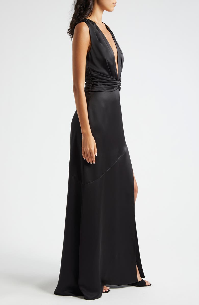 Ramy Brook Ameera Plunge Neck Satin Gown, Alternate, color, 