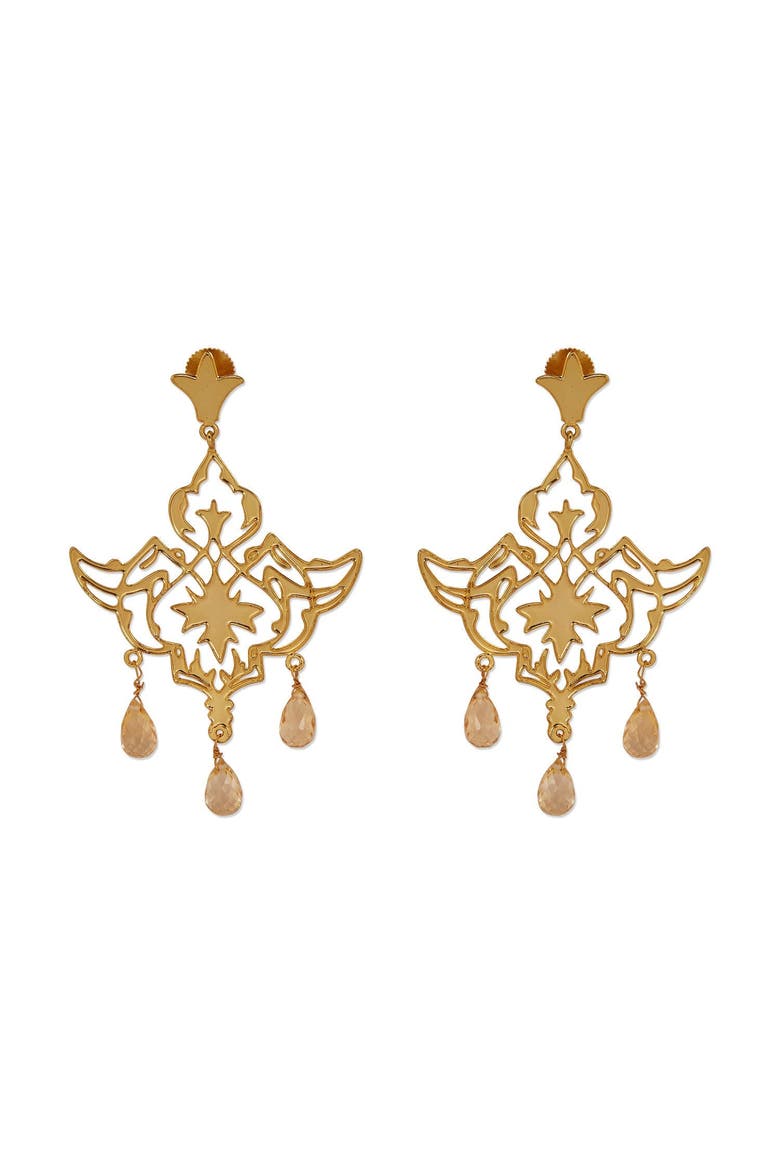 Mir Citrine Drops, Alternate, color, Gold Plated