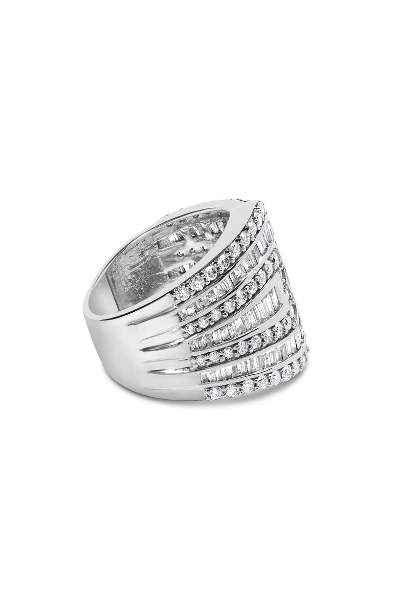 10K White Gold 2 1/2 Cttw Diamond Multi-Row Bypass Ring, Alternate, color, White