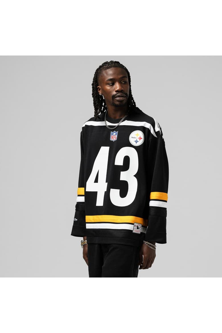 Men's Mitchell & Ness Troy Polamalu Black Pittsburgh Steelers Maxxed Out Fashion Hockey Jersey, Main, color, Black