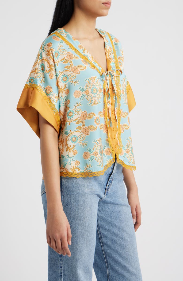 Wit & Wisdom Lace Trim Print Dolman Sleeve Top, Alternate, color, 