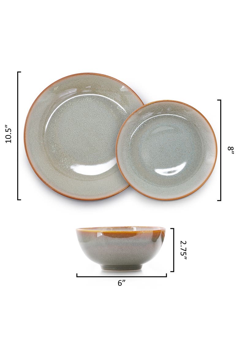 18 Piece Round Stoneware Dinnerware Set in Light Blue, Alternate, color, Blue